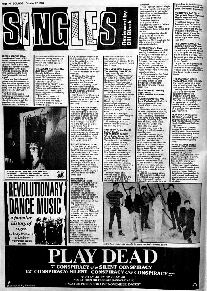 Sounds singles reviews, 27 October 1984