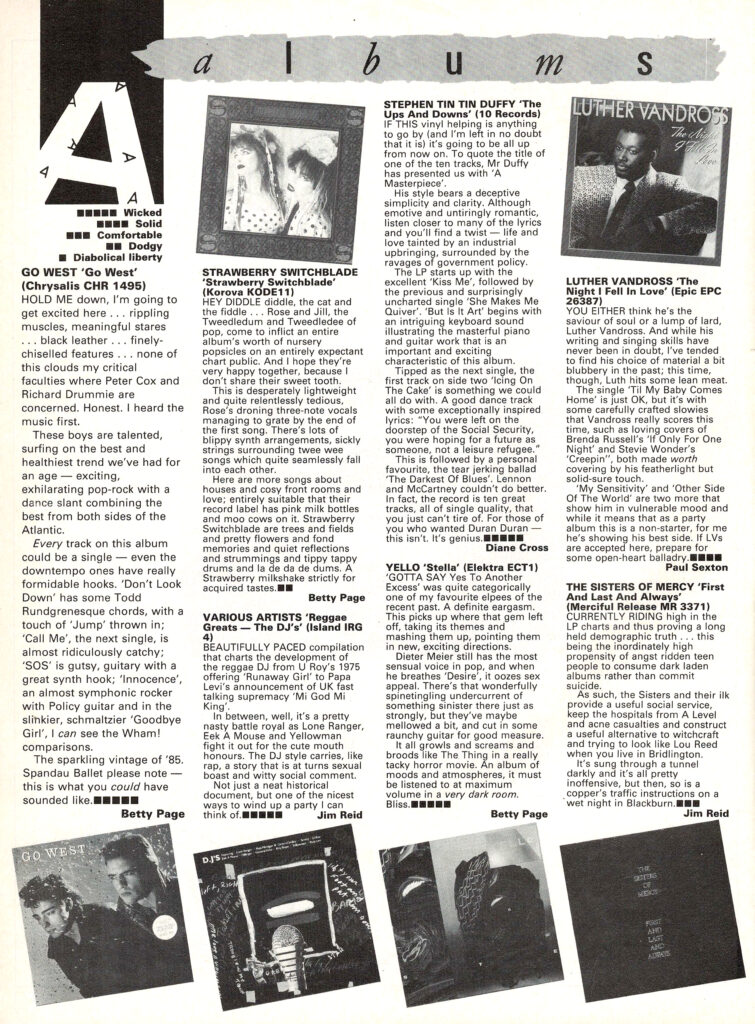 Record Mirror 6 April 1985 album review