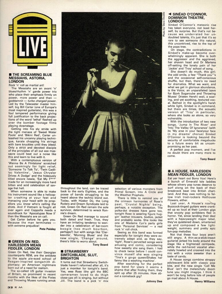 Record Mirror live review, 18 June 1988