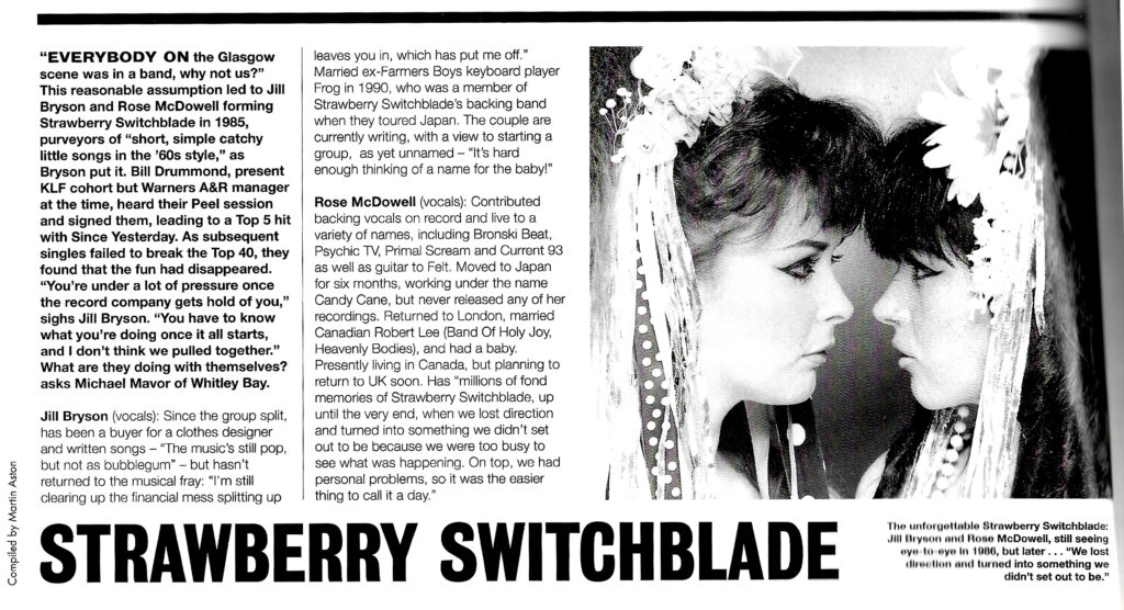 Strawberry Switchblade Q Magazine 'where are they now?',March 1992