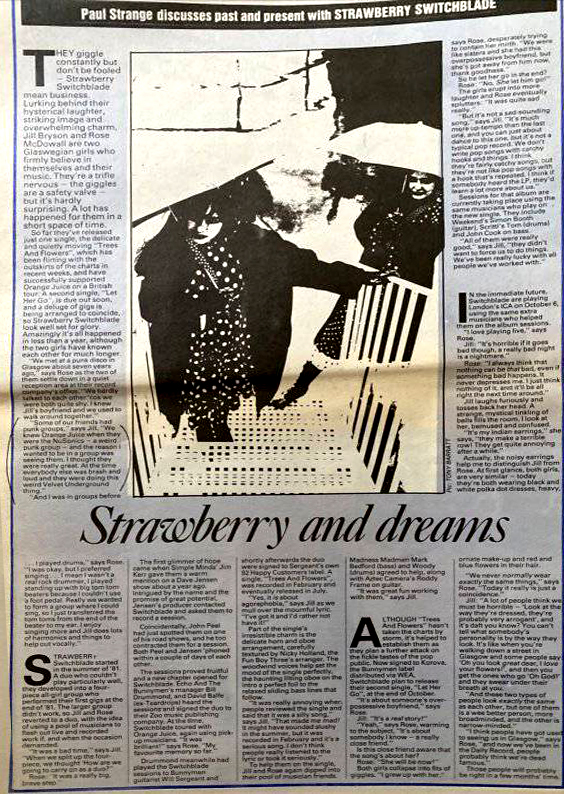 Strawberry Switchblade interview, Melody Maker 8 October 1983