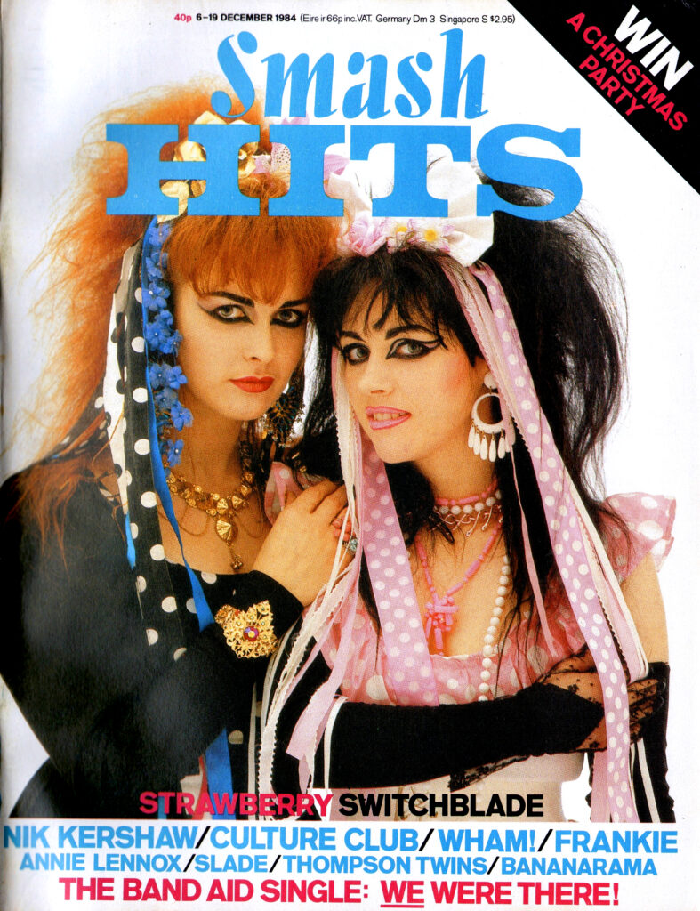 Strawberry Switchblade on the cover of Smash Hits, 6-19 December 1984