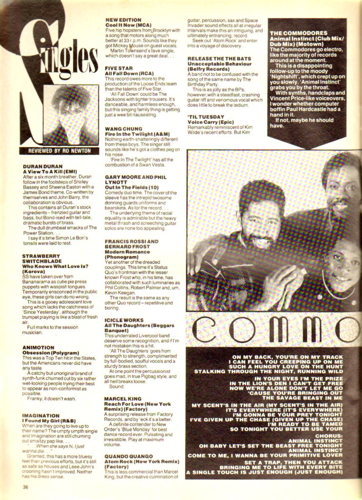 No 1 magazine review of Who Knows What Love Is?, 11 May 1985