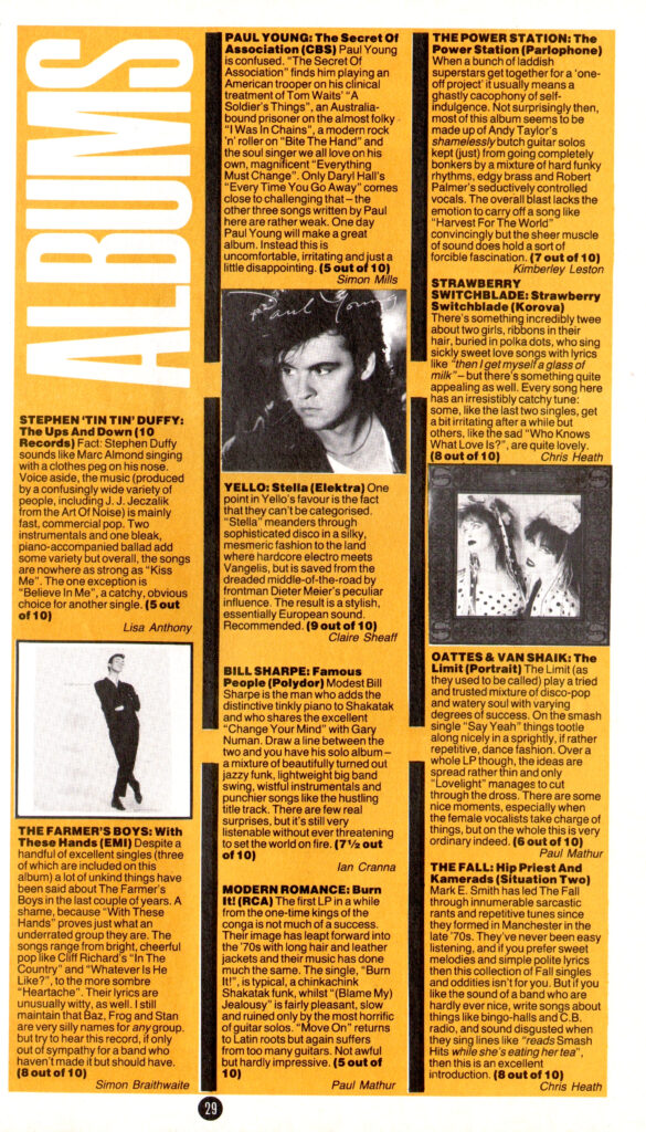 Smash Hits Strawberry Switchblade album review, 28 March 1985