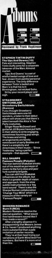 No 1 album review, 6 April 1985