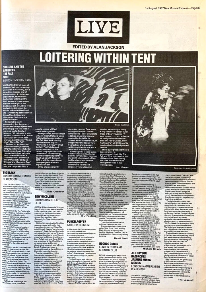 NME - Jill Bryson live review, 1 August 1987