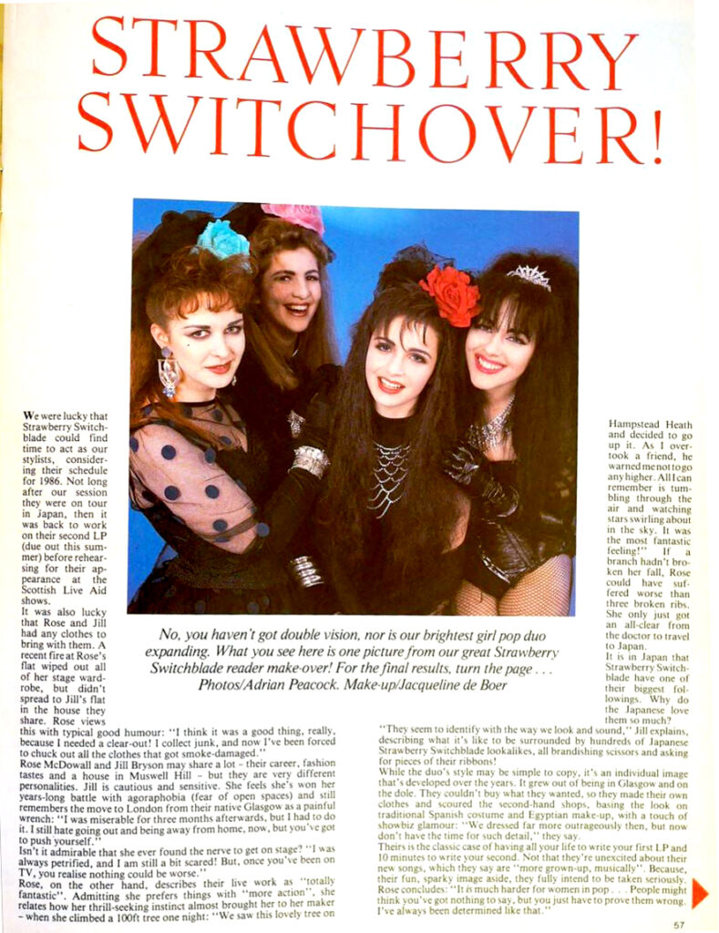 Strawberry Switchblade feature, 19 magazine, May 1986