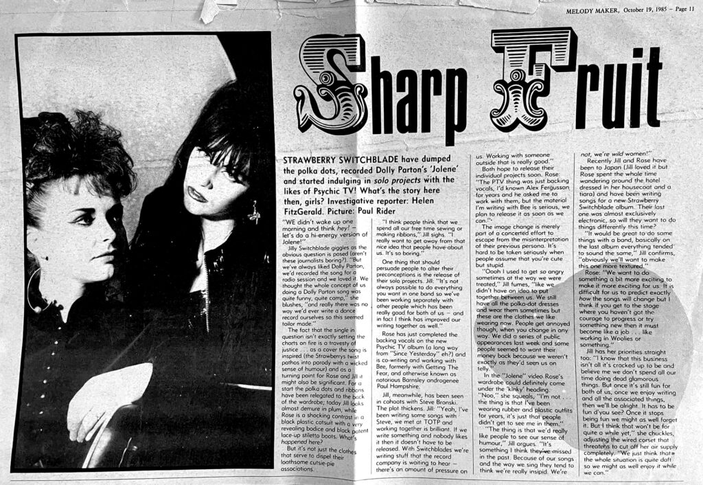 Melody Maker feature, 18 October 1985