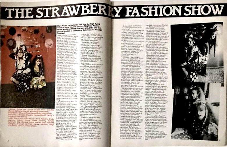 Strawberry Switchblade feature, Noise! magazine 11 November 1982