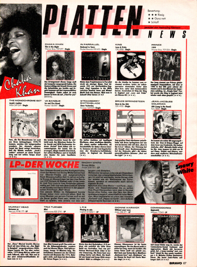 Bravo singles reviews, 7 March 1985