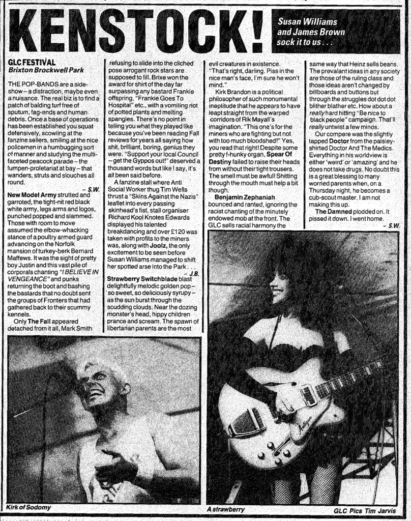 NME live review, GLC free concert, Brockwell Park, London, 18 August 1984