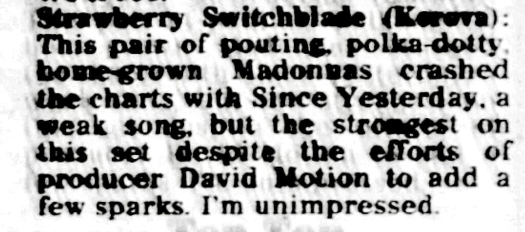 Manchester Evening News album review, 12 April 1985