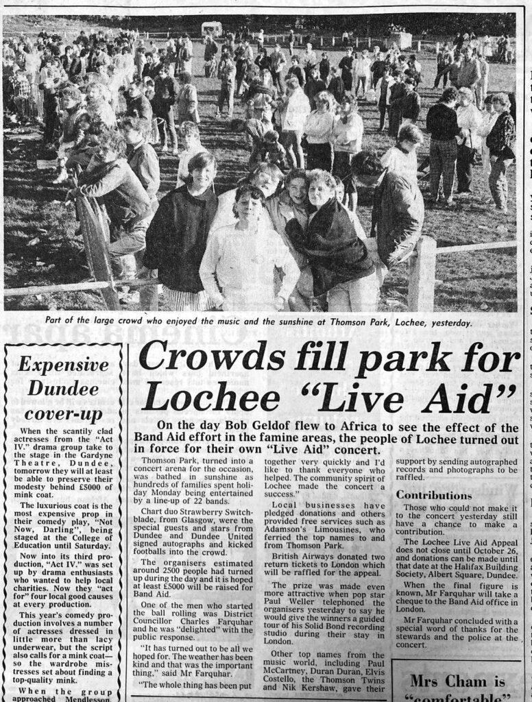 The Courier article on Lochee Live Aid, 8 October 1985